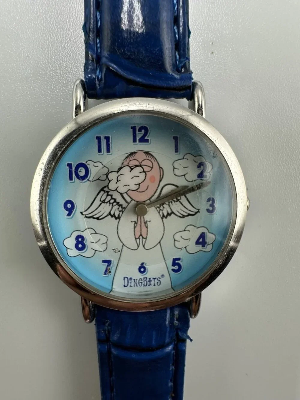 3/$30 Dingbats Watch Women Silver Tone Angel Dial Rotating Cloud Second Hand 8